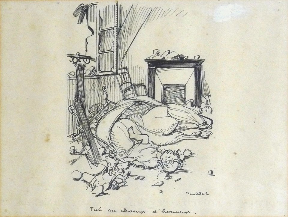 Poulbot F. - Ink - « Tué au champ d’honneur » - 22x29.9cm