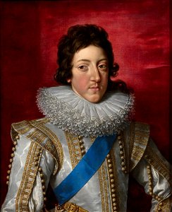 Portrait of King Louis XIII of France with the Sash and Badge of the Order of the Saint Esprit (by Frans Pourbus the Younger). Free illustration for personal and commercial use.