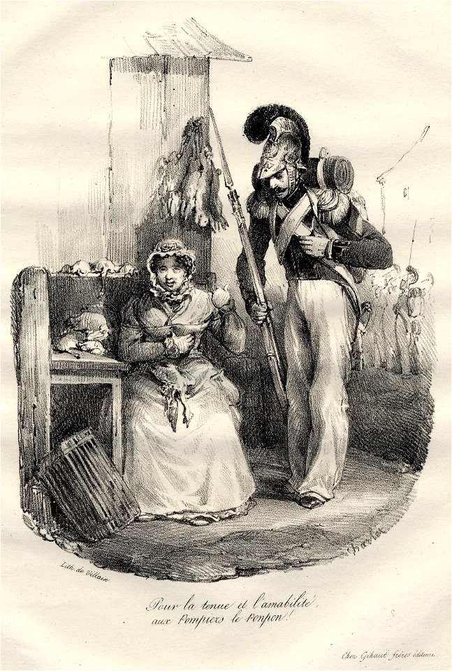 Pour la tenue et l'amabilité aux pompiers le pompon (BM 1869,0410.64)