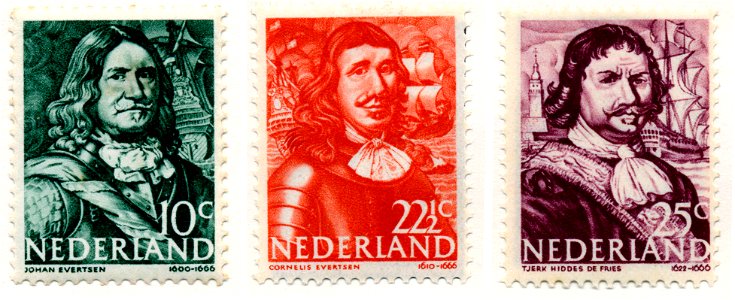 Postzegels 1943 Zeehelden ontwerp van Kuno Brinks
