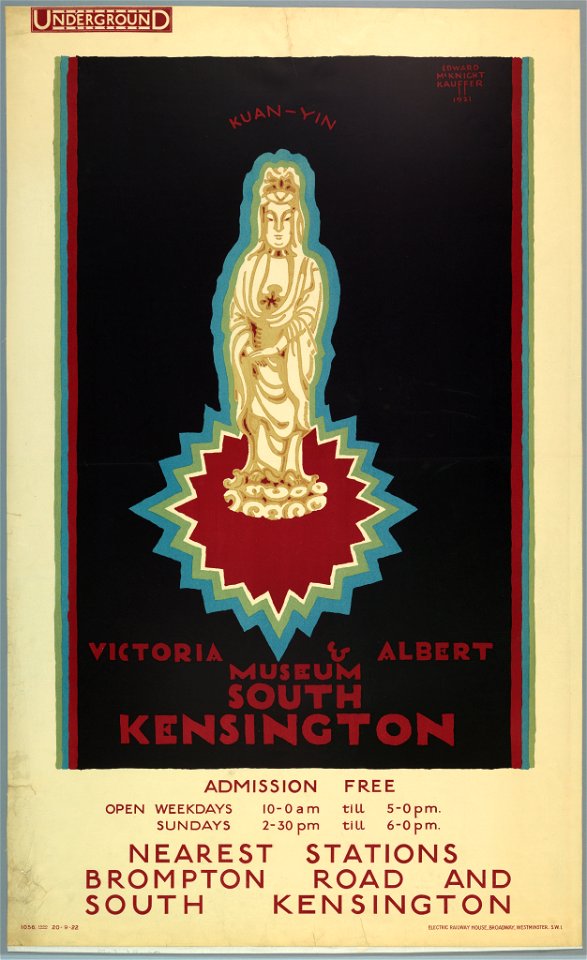 Poster, Victoria and Albert Musuem, for London Underground, 1921 (CH 18447435-2)