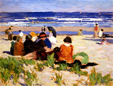 Edward Henry Potthast - On the Beach, Ogunquit, Maine (1924)