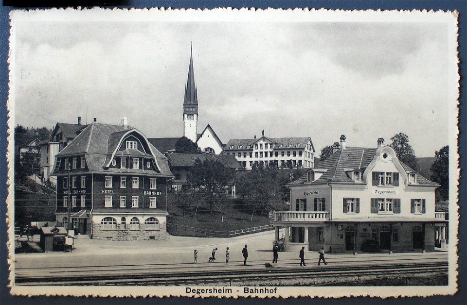 Postkarte Degersheim Bahnhof 1915