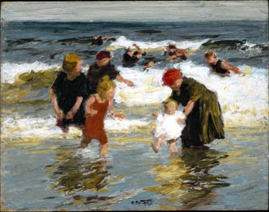 Brooklyn Museum - Bathers - Edward Henry Potthast - overall. Free illustration for personal and commercial use.