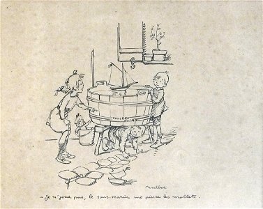 Poulbot F. - Ink - « Je n’joue pus, le sous-marin me pince les mollets. » - 23.9x29.9cm