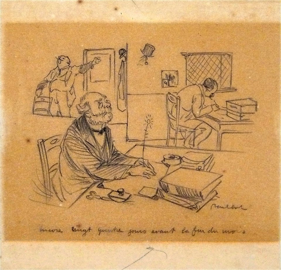 Poulbot F. - Pencil - Encore vingt quatre jours avant la fin du mois - 16x16.6cm