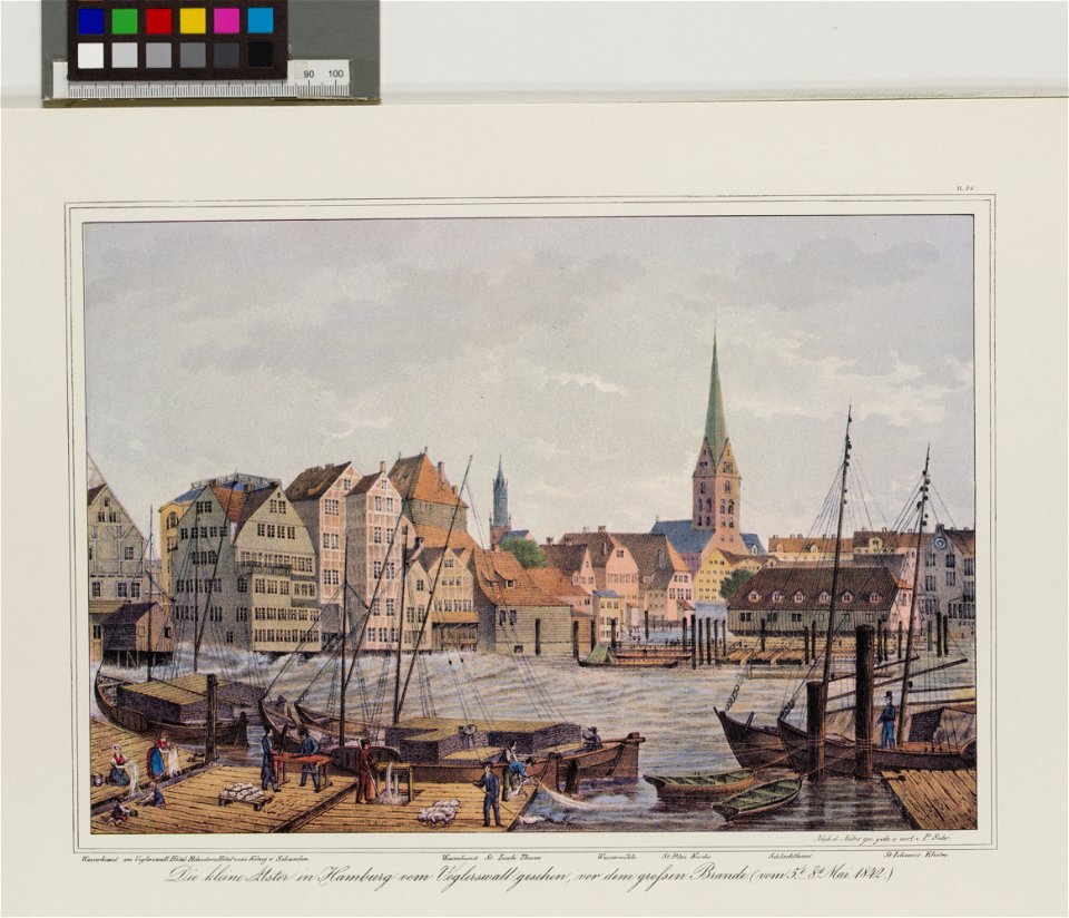 PPN787617350 Hamburgs Vergangenheit in bildlichen Darstellungen Die kleine Alster in Hamburg vom Voglerswall gesehen, (1965)