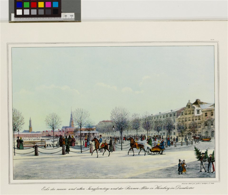 PPN787617350 Hamburgs Vergangenheit in bildlichen Darstellungen Ecke des neuen und alten Jungfernstiegs und der Binnen (1965)