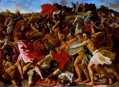 Poussin Nicolas - The Victory of Joshua over the Amalekites copy. Free illustration for personal and commercial use.