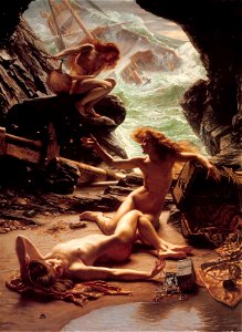 Sir Edward John Poynter — Cave of the Storm Nymphs. Free illustration for personal and commercial use.