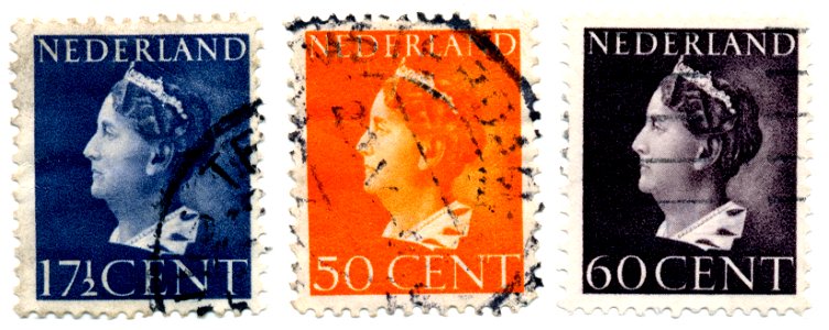 Postzegel NL nr338,344,345