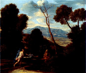 Poussin - Paysage avec un homme effrayé par un serpent - MBA Montréal