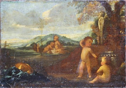 Poussin, Nicolas - Putti in a Landscape - Google Art Project. Free illustration for personal and commercial use.
