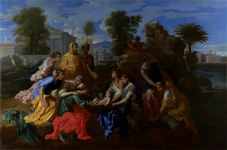 Poussin, Finding of Moses, 1651. Free illustration for personal and commercial use.