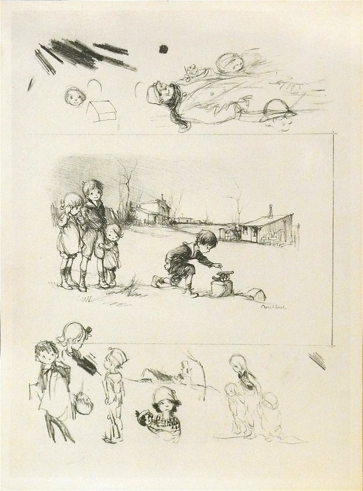 Poulbot F. - Lithography - Croquis divers (III) - ~38x28cm