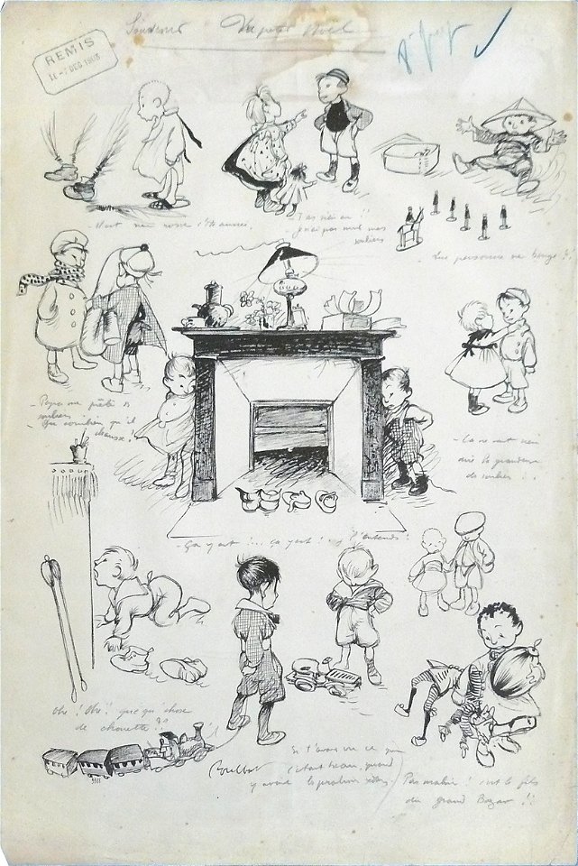 Poulbot F. - Ink - Souvenir du petit Noël - 49x33cm