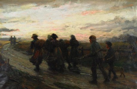 William M. Pratt - Fisherfolk at night on rouite to the sea