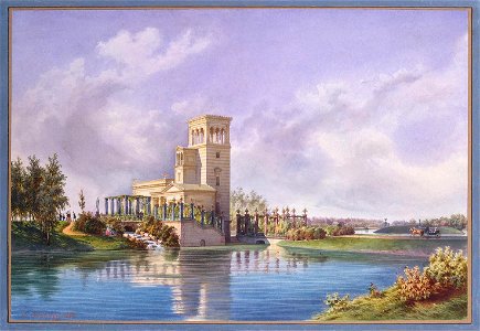 Premazzi. Rose Pavilion in the Lugovoi Park in Peterhof - 1850 (2)