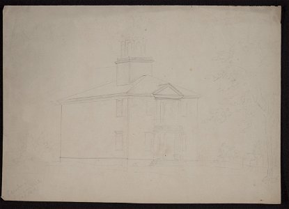 Preliminary sketch of a large public building in Charleston, South Carolina, with small pediment and cupola LCCN2009631977