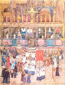 Prendergast Maurice Easter Procession St. Mark-s 1898. Free illustration for personal and commercial use.
