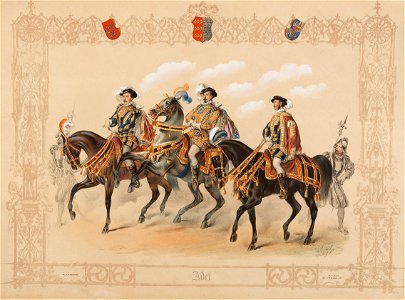Prager Caroussel von 1854 9 Vertreter des Adels zu Pferde