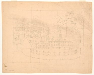 Preliminary sketch, with grid, of the driveway in front of Mount Vernon LCCN2014649065
