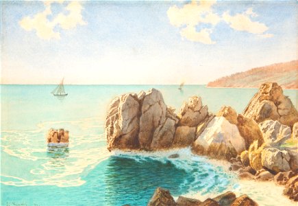Crimean Harbor by Luigi Premazzi, 1891, watercolor
