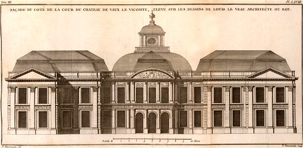 PPierre Nicolas Ransonnette - Blondel - Façade du côté de la cour du château de Vaux le Vicomte III-LXVIII