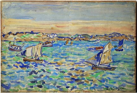 1907, Prendergast, Sea and Boats. Free illustration for personal and commercial use.