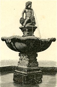 Prato fonte con putto in bronzo detto Bacchino