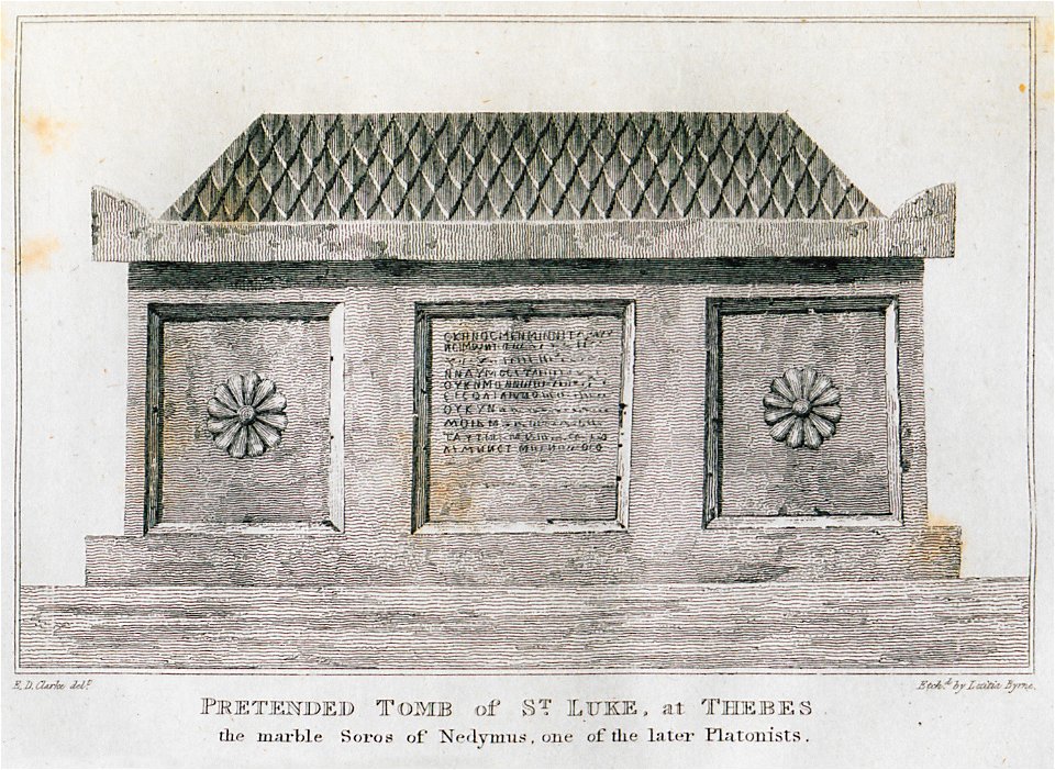 Presented Tomb of St Luke, at Thebes, the marble Soros of Nedymus, one of the later Platonists - Clarke Edward Daniel - 1816