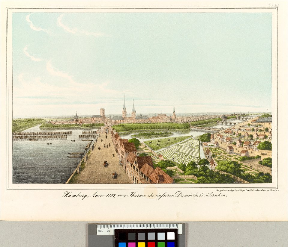 PPN790317567 Hamburg, Anno 1587 vom Thurme des äußeren Dammthors übersehen (1838)