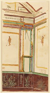 Preliminary study of painted wall-decoration in the House of the Tragic Poet, 1876 watercolor by Luigi Bazzani