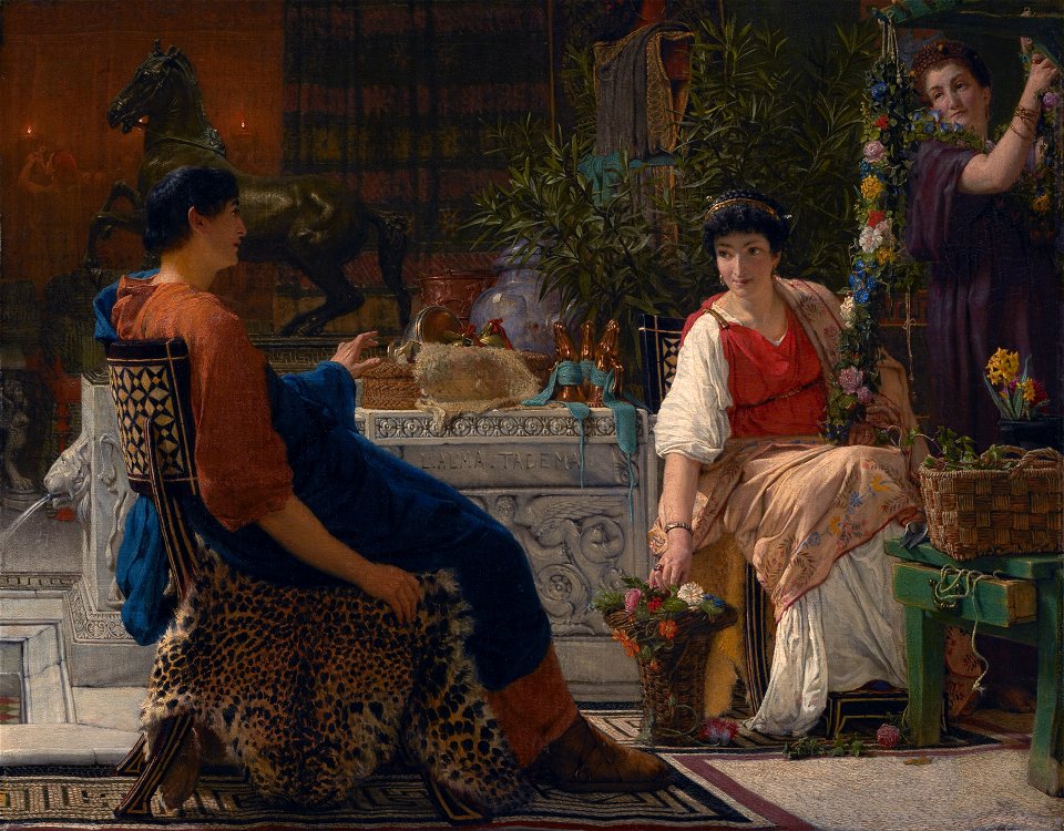 Preparations for the festivities, by Lawrence Alma-Tadema