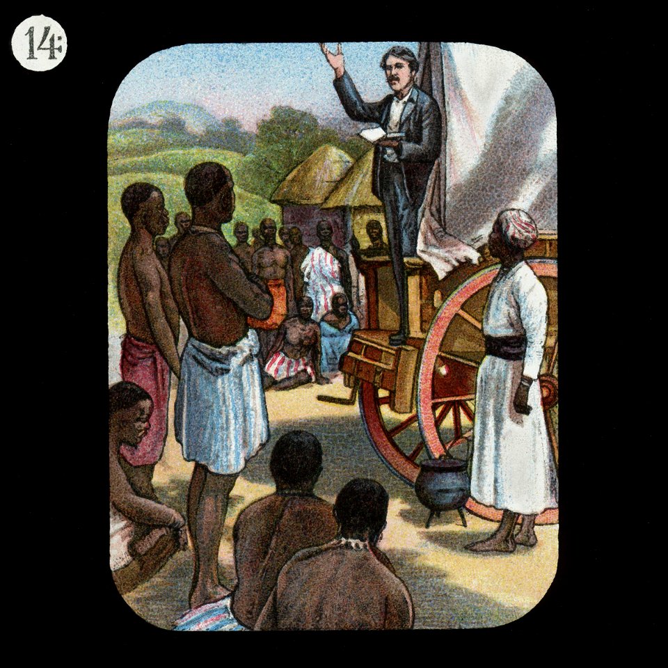 Preaching from a Waggon (David Livingstone) by The London Missionary Society
