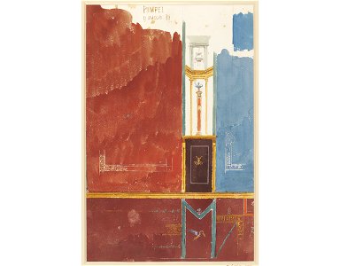 Preliminary study of painted wall-decoration in a house in the Vicolo del Gallo, 1878 watercolor by Luigi Bazzani