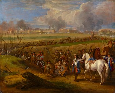 Previously attributed to Adam-François van der Meulen (1632-90) - Louis XIV at the Siege of Tournai, June 1667 - RCIN 405057 - Royal Collection