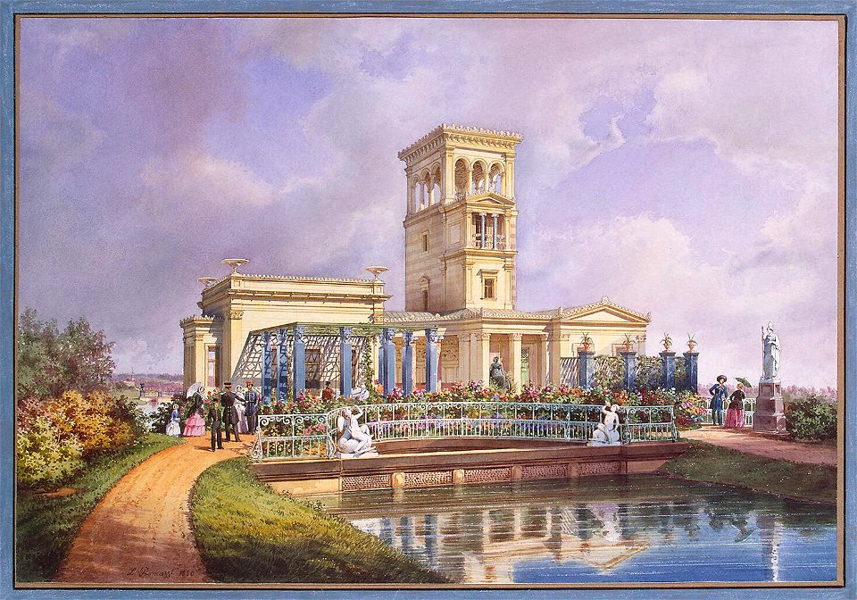 Premazzi. Rose Pavilion in the Lugovoi Park in Peterhof - 1850 (1)