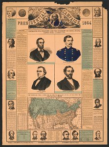 Presidential campaign, 1864. Candidates for President and Vice-President of United States. Election, Tuesday, November 8, 1864 LCCN2014645211. Free illustration for personal and commercial use.