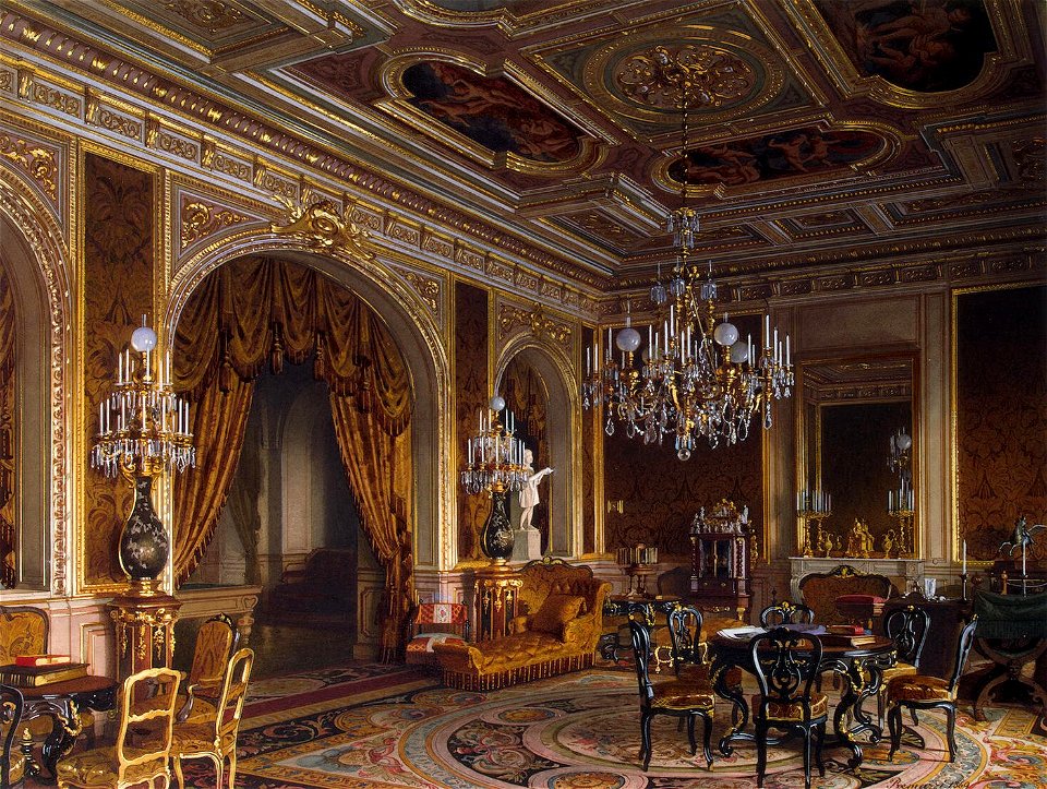 Premazzi. Mansion of Baron Stieglitz. The Main Study. 1869