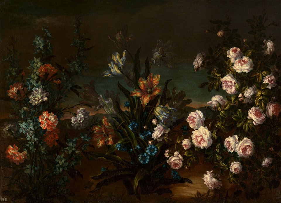 Previously attributed to Jean-Baptiste Monnoyer (1636-99) - Still-Life with Flowers in a Landscape - RCIN 404509 - Royal Collection