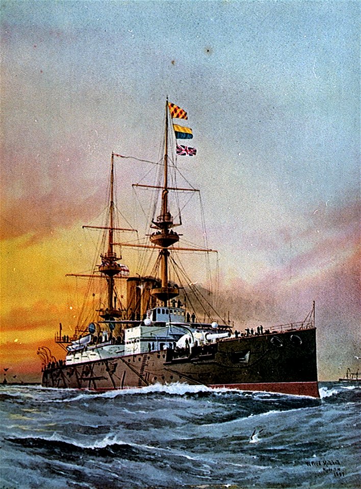Present - 1897. Her Majesty's Ship Prince George. First Class Battleship RMG PU0294 (cropped)