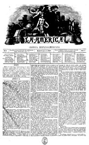 Primera página del primer número de La América, 08-03-1857