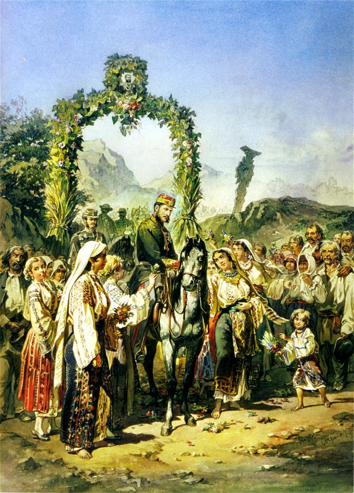 Preziosi - Carol I welcomed in a village in the Carpathians, July 7, 1868