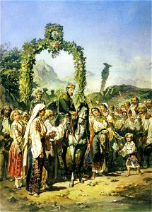 Preziosi - Carol I welcomed in a village in the Carpathians, July 7, 1868