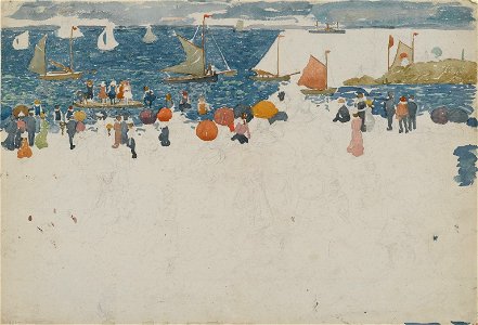 Brooklyn Museum - Beach Scene with Boats - Maurice Brazil Prendergast - overall