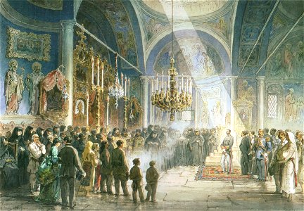 Preziosi - Vizita domnitorului Carol I la Manastirea Pasarea,