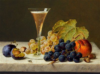 Emilie Preyer - Stillleben mit Früchten und Sektglas