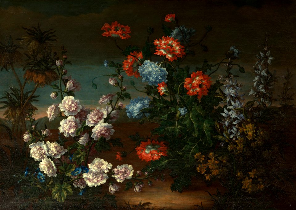Previously attributed to Jean-Baptiste Monnoyer (1636-99) - Still-Life with Flowers in a Landscape - RCIN 404510 - Royal Collection