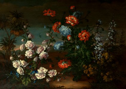 Previously attributed to Jean-Baptiste Monnoyer (1636-99) - Still-Life with Flowers in a Landscape - RCIN 404510 - Royal Collection